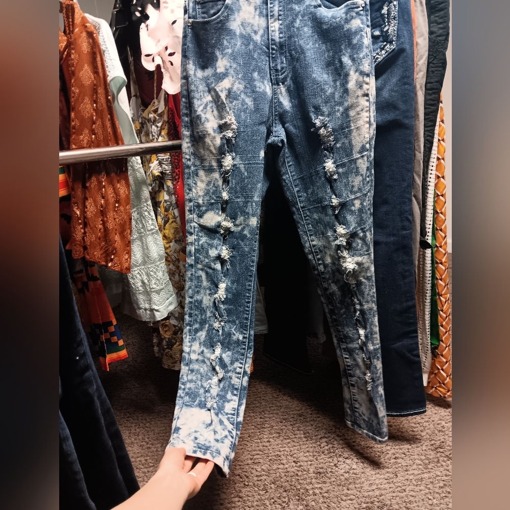 Distressed Acid Wash Jeans
